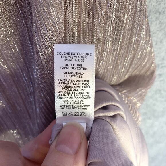 Express Pale Pink Shiny Cami, Women’s M, Metallic Spaghetti Strap New Years Eve - Picture 9 of 12